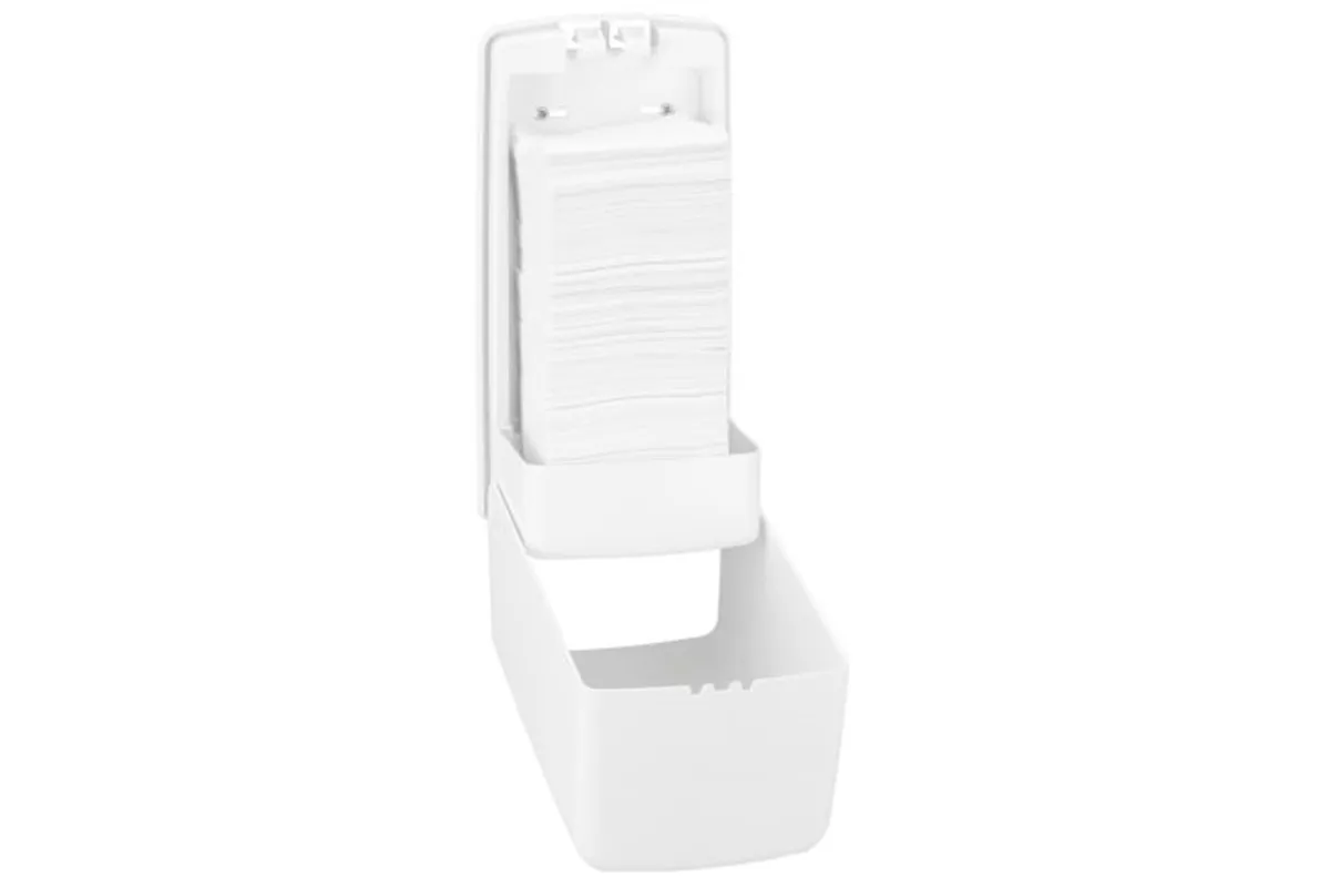 Pojemnik na papier toaletowy w listkach MERIDA ONE, pojemność do 450 szt., tworzywo ABS, biały