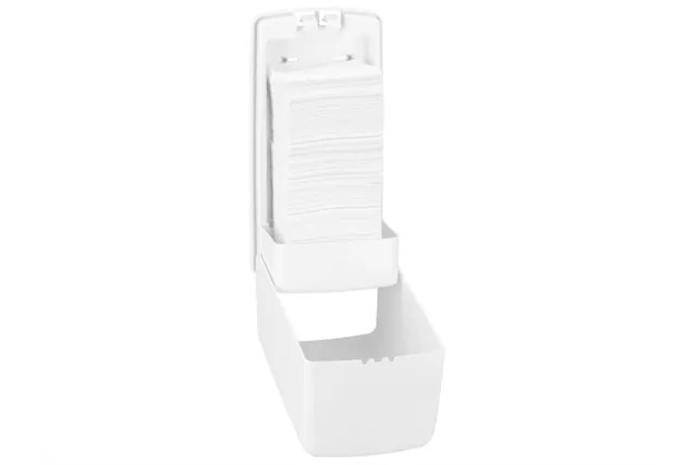 Pojemnik na papier toaletowy w listkach MERIDA ONE, pojemność do 450 szt., tworzywo ABS, biały