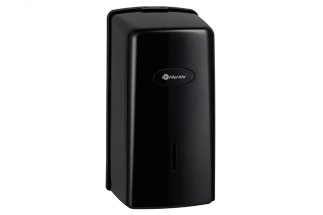 Pojemnik na papier toaletowy w listkach MERIDA ONE, pojemność do 450 szt., tworzywo ABS, czarny