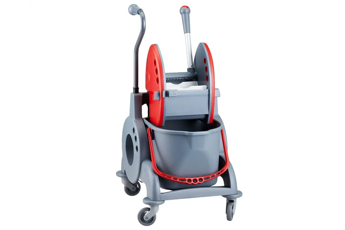 Wózek jednowiadrowy 15 l, z kuwetą 8 l, z prostą rączką, czerwony