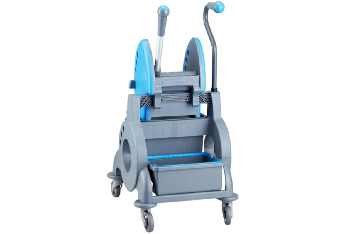 Wózek jednowiadrowy 15 l, z kuwetą 8 l, z prostą rączką, niebieski