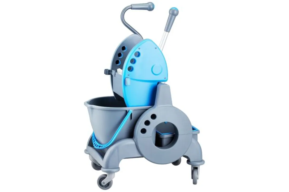 Wózek jednowiadrowy 15 l, z kuwetą 8 l, z prostą rączką, niebieski