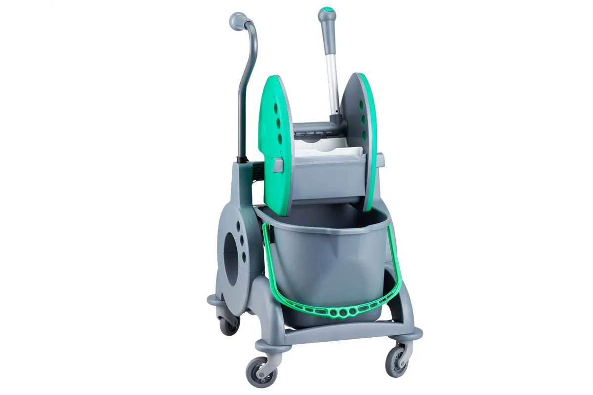 Wózek jednowiadrowy 15 l, z kuwetą 8 l, z prostą rączką, zielony