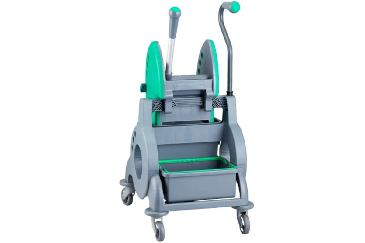 Wózek jednowiadrowy 15 l, z kuwetą 8 l, z prostą rączką, zielony