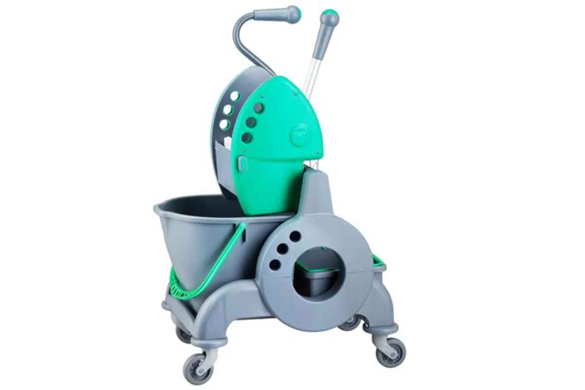 Wózek jednowiadrowy 15 l, z kuwetą 8 l, z prostą rączką, zielony