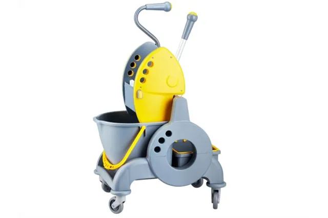 Wózek jednowiadrowy 15 l, z kuwetą 8 l, z prostą rączką, żółty