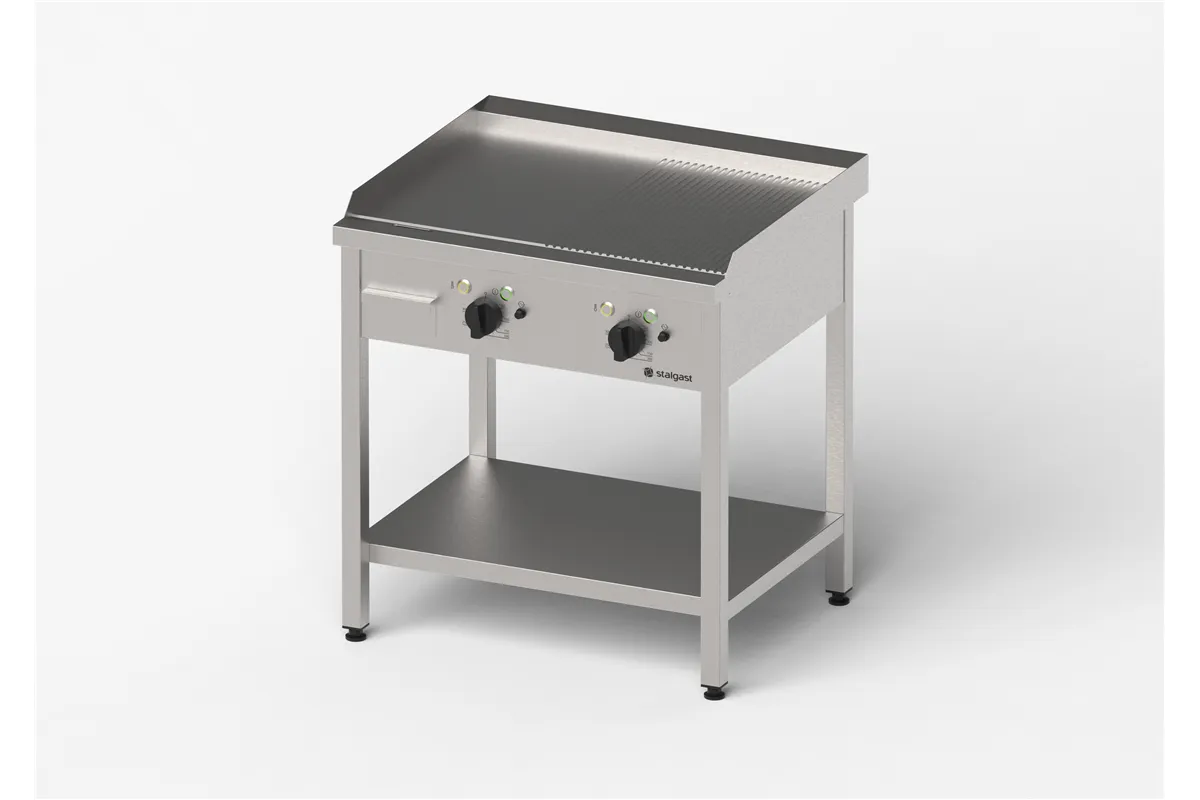 Płyta grillowa elektryczna, gładko-ryflowana, Gredil, 800x700x850 mm, P 8.1 kW, U 400 V Gredil 977313