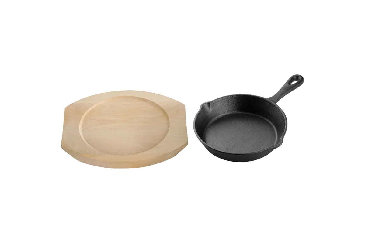 Patelnia żeliwna z podstawą drewnianą, Ø 150 mm Stalgast 049007