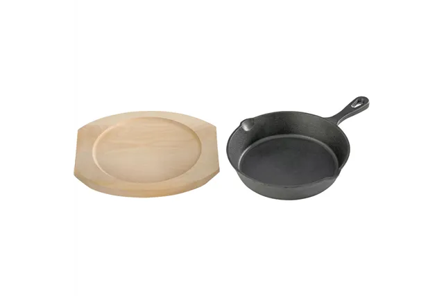 Patelnia żeliwna z podstawą drewnianą, Ø 200 mm Stalgast 049008
