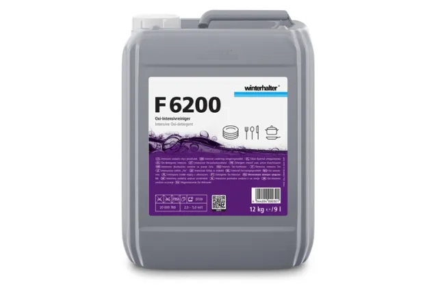 Winterhalter F6200 – wysokowydajny detergent do zmywarek przemysłowych, aktywny tlen, niska twardość wody, 12 kg