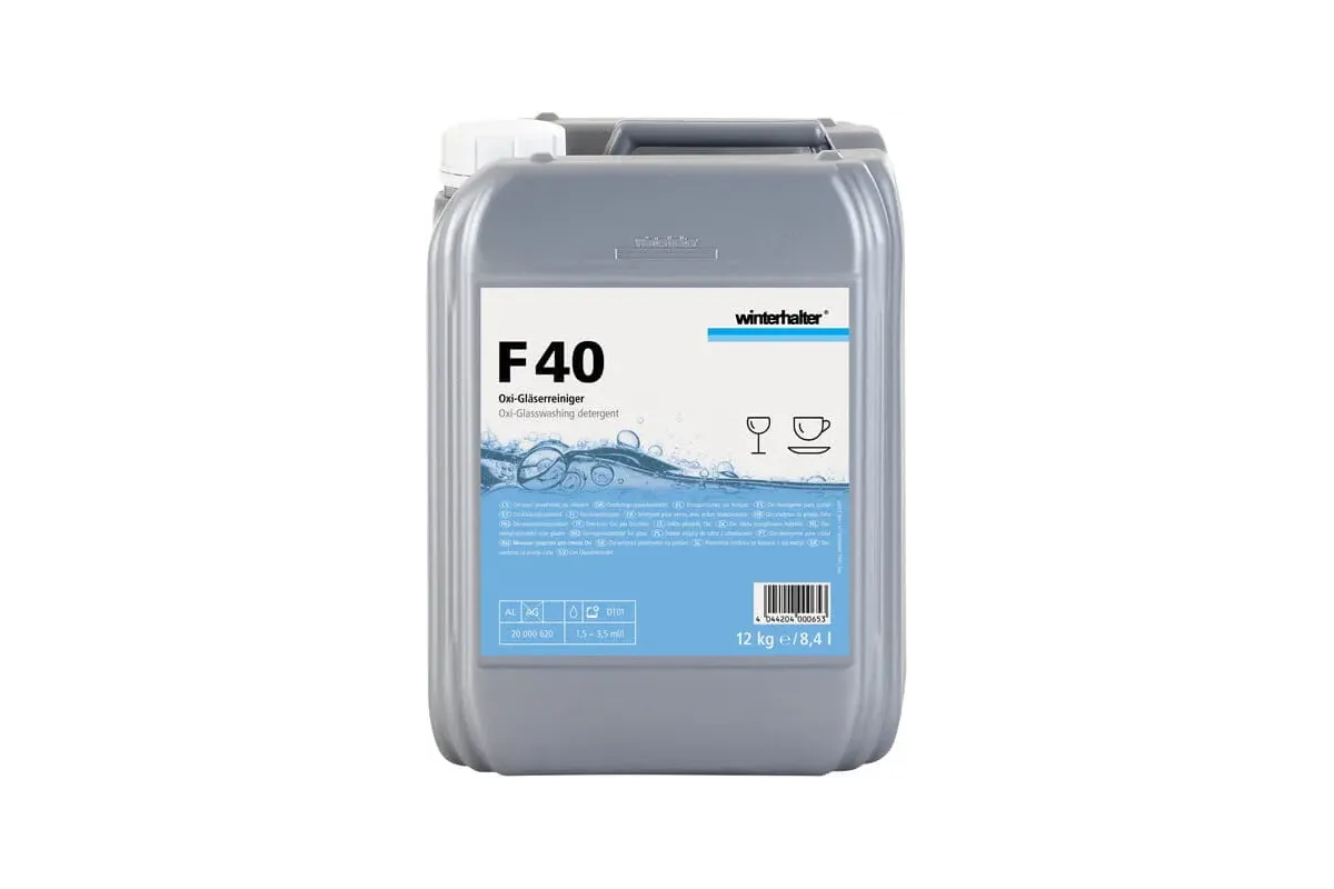 Płyn do mycia szkła 12 kg Winterhalter F40 – profesjonalny detergent z utleniaczem
