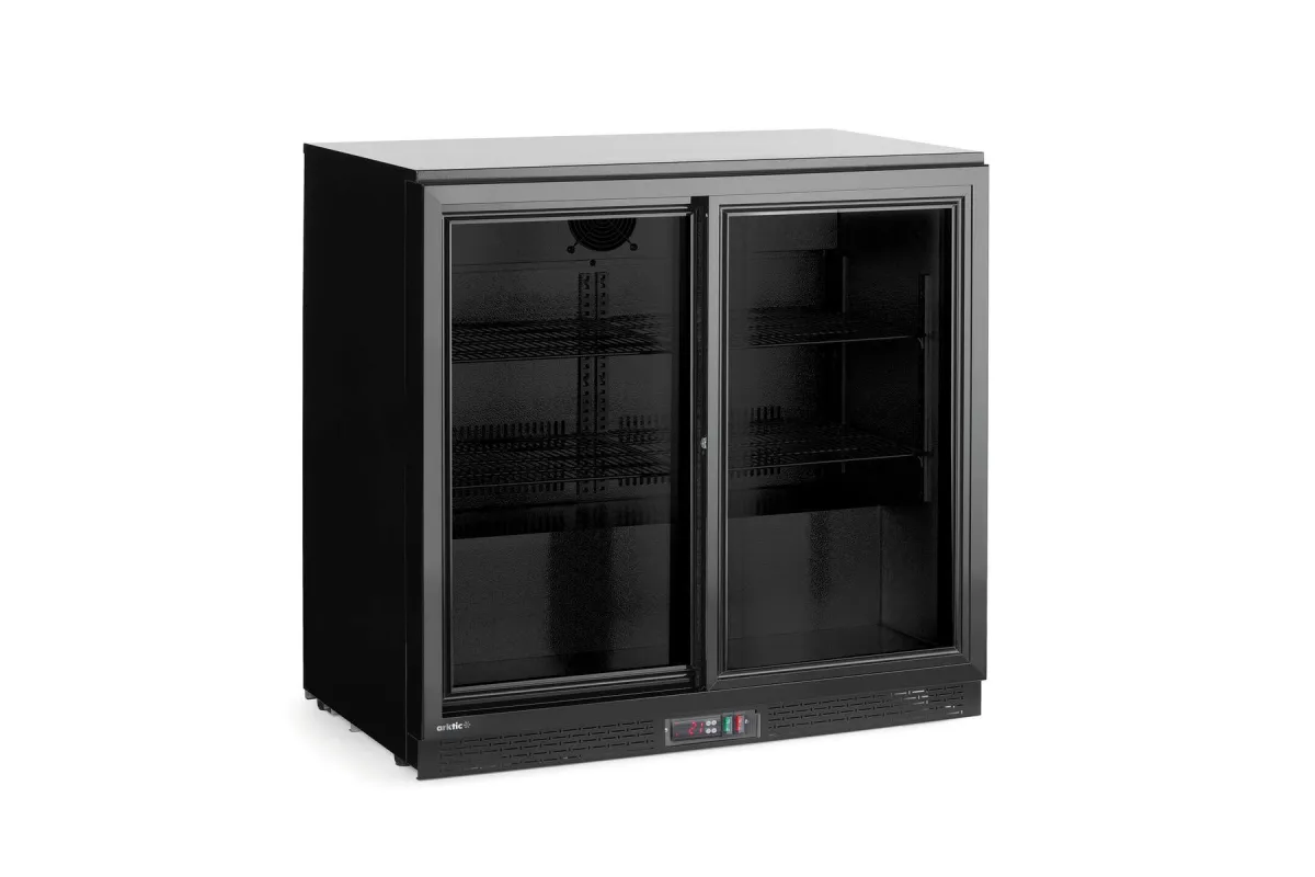 Lodówka barowa z podwójnymi drzwiami suwanymi, 158L, 900x520x(H)870mm, czarna Arktic 236888
