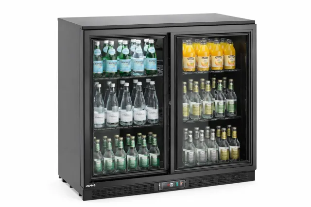 Lodówka barowa z podwójnymi drzwiami suwanymi, 158L, 900x520x(H)870mm, czarna Arktic 236888