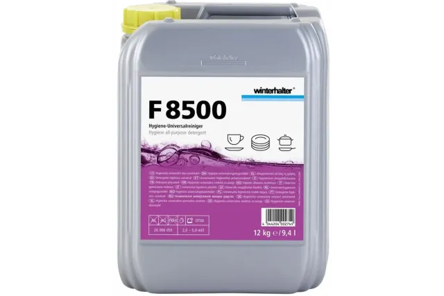 Winterhalter F8500 – uniwersalny detergent higieniczny do zmywarek przemysłowych, aktywny chlor, 12 kg