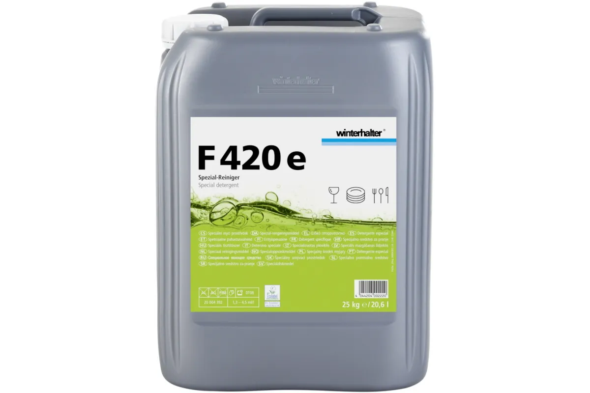 Środek czyszczący do słabo zabrudzonych naczyń, szkła i porcelany F 420e, 25 kg