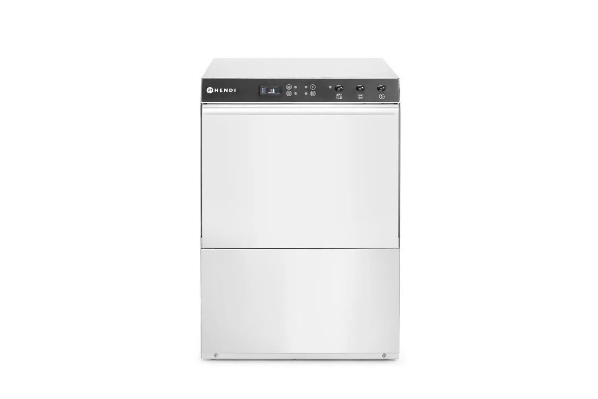 Zmywarka gastronomiczna podblatowa 50x50 Doppio z dozownikiem detergentu i pompą spustową 400V 4900W Hendi 237366