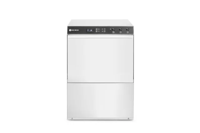 Zmywarka gastronomiczna podblatowa 50x50 Doppio z dozownikiem detergentu i pompą spustową 400V 4900W Hendi 237366