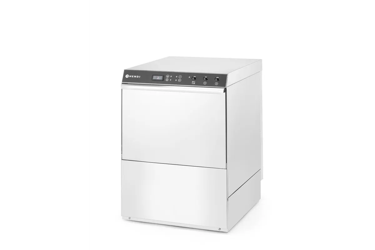 Zmywarka gastronomiczna podblatowa 50x50 Doppio z dozownikiem detergentu i pompą spustową 400V 4900W Hendi 237366