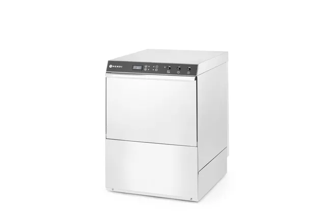 Zmywarka gastronomiczna podblatowa 50x50 Doppio z dozownikiem detergentu i pompą spustową 400V 4900W Hendi 237366