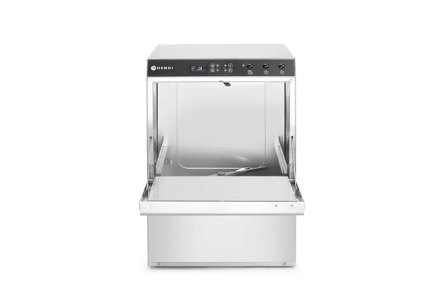 Zmywarka gastronomiczna podblatowa 50x50 Doppio z dozownikiem detergentu i pompą spustową 400V 4900W Hendi 237366