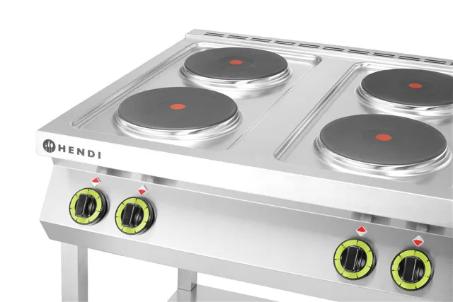 Kuchnia elektryczna 4-płytowa na podstawie otwartej, Kitchen Line, 400V/10400W, 800x700x900mm Hendi 226223