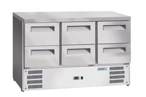 Stół chłodniczy z 6 szufladami, GN 1/1, 368L, 220-240V/304W, 1365x700x855mm Arktic 236772