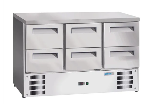 Stół chłodniczy z 6 szufladami, GN 1/1, 368L, 220-240V/304W, 1365x700x855mm Arktic 236772