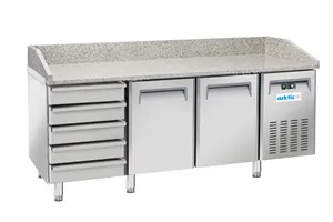 Stół chłodniczy do pizzy 2-drzwiowy z 5 szufladami blat granitowy 362, srebrny, 220-240V/210W, 2025x800x1040mm Arktic 236802