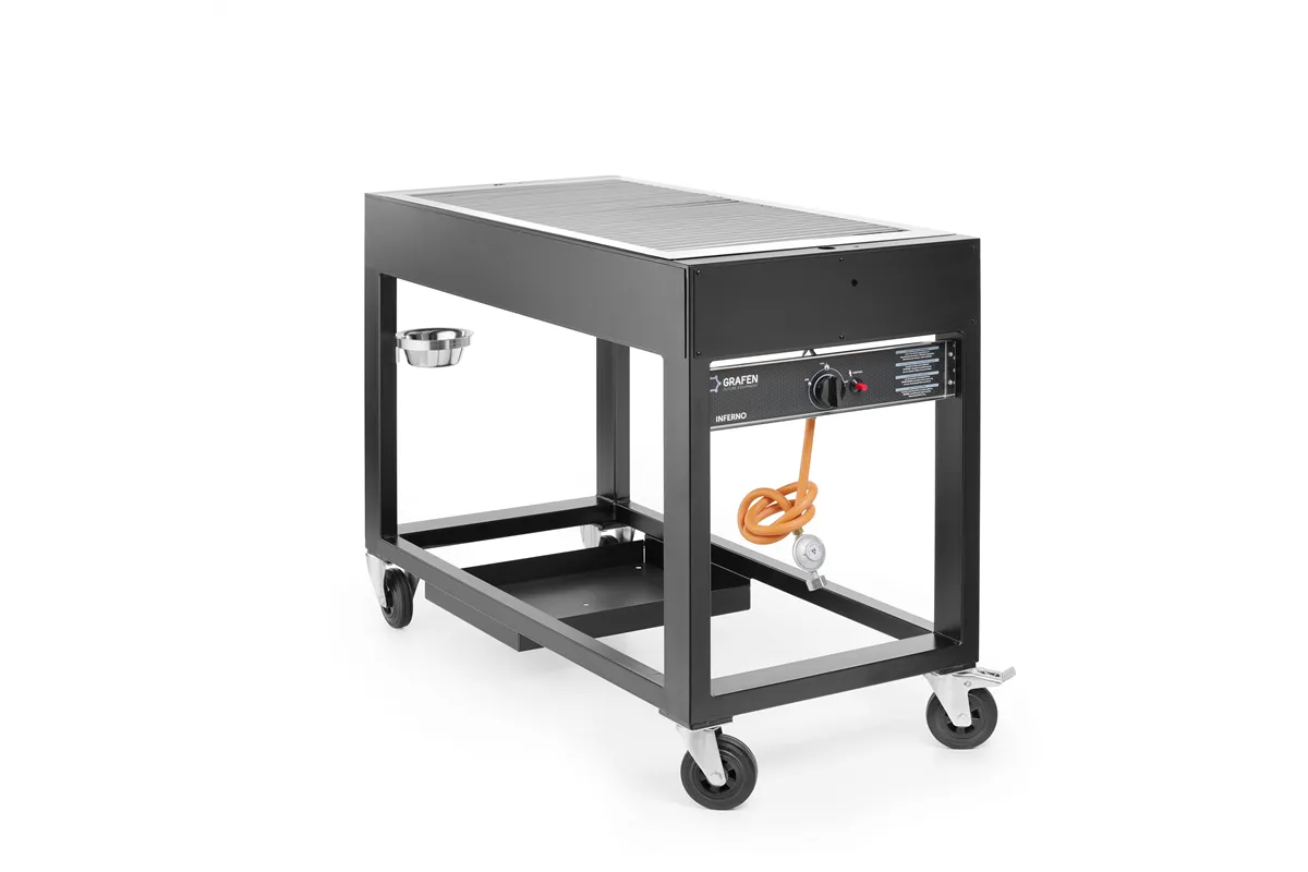 Grill gazowy Tampa, czarny, 10kW, 1260x580x900mm HENDI 700044