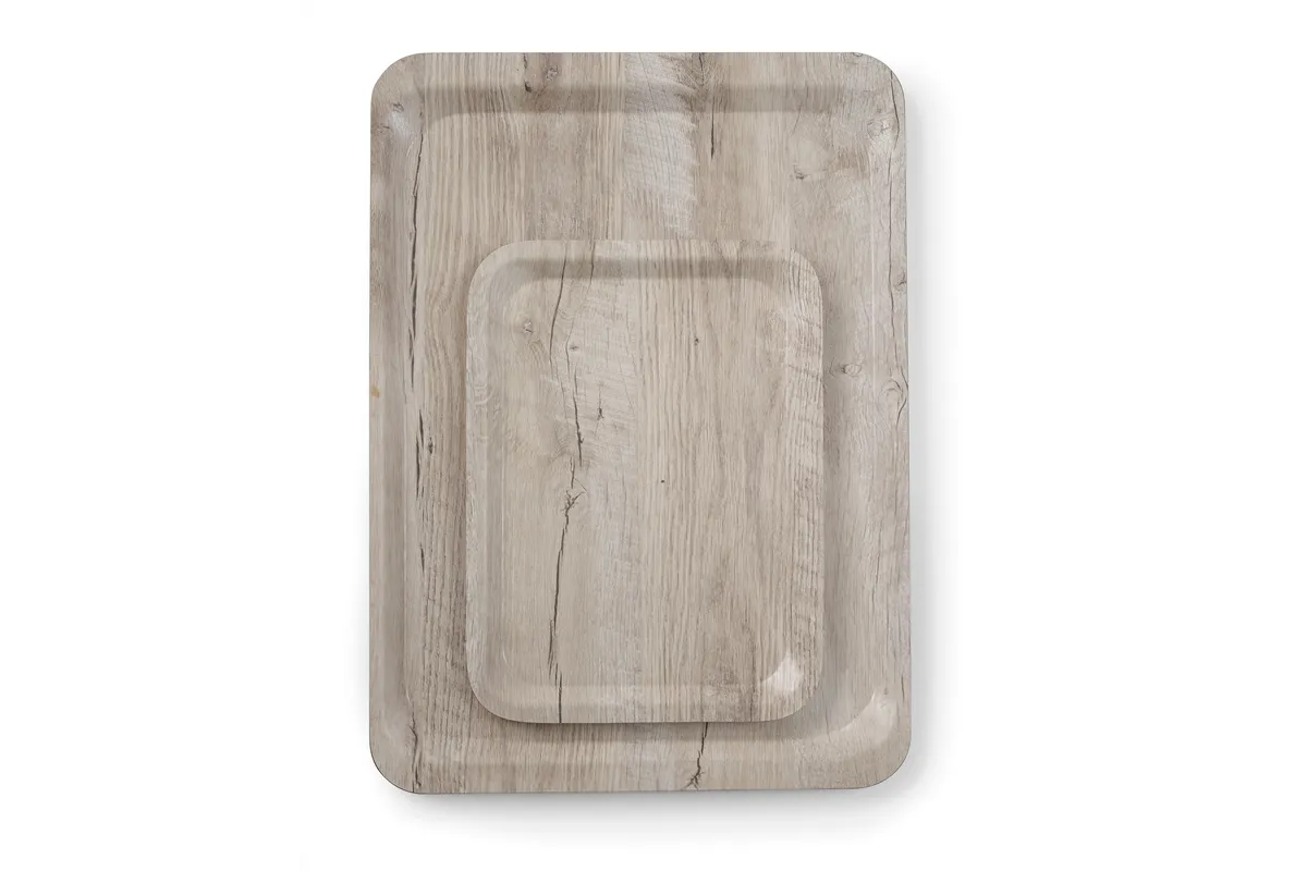 Taca do serwowania z laminatem z melaminy, antypoślizgowa, z wzorem drewna, jasne drewno, 240x340mm AmerBox 508909