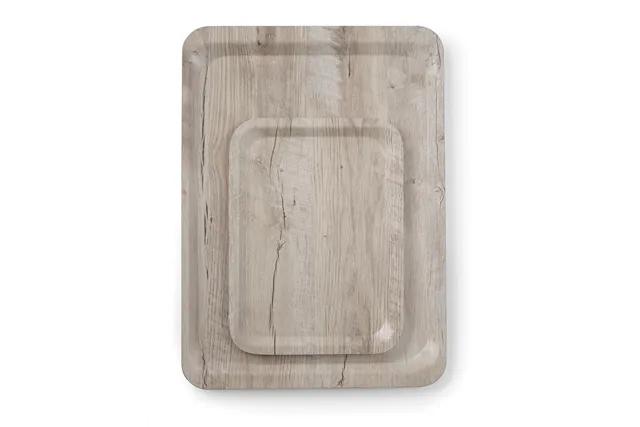 Taca do serwowania z laminatem z melaminy, antypoślizgowa, z wzorem drewna, jasne drewno, 240x340mm AmerBox 508909