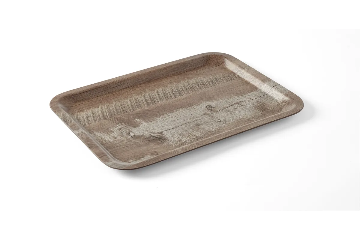 Taca do serwowania z laminatem z melaminy, antypoślizgowa, z wzorem drewna, ciemne drewno, 240x340mm AmerBox 508923