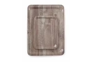 Taca do serwowania z laminatem z melaminy, antypoślizgowa, z wzorem drewna, ciemne drewno, 370x530mm AmerBox 508954