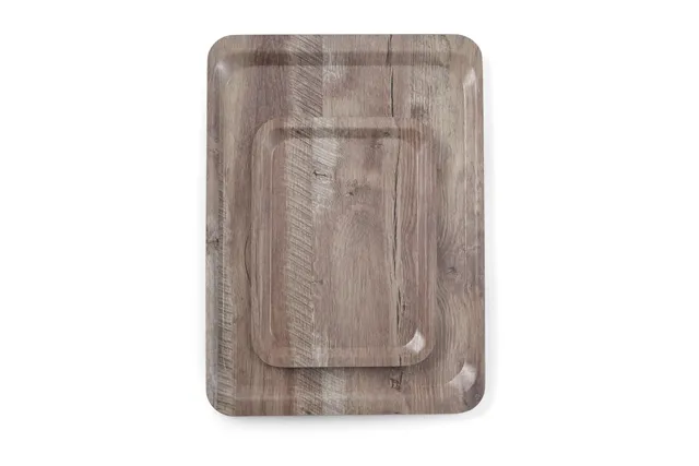 Taca do serwowania z laminatem z melaminy, antypoślizgowa, z wzorem drewna, ciemne drewno, 370x530mm AmerBox 508954