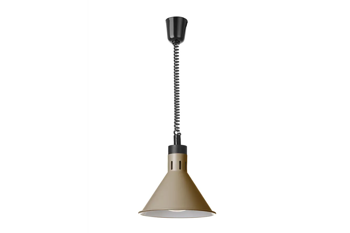 Lampa do podgrzewania potraw wisząca, stożkowa, beżowy, 230V/250W, ⌀275x250mm HENDI 273777