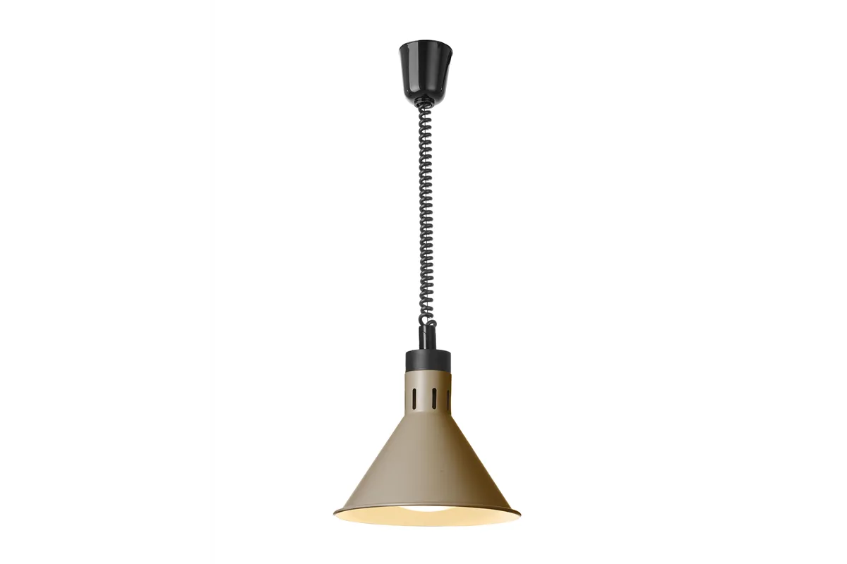 Lampa do podgrzewania potraw wisząca, stożkowa, beżowy, 230V/250W, ⌀275x250mm HENDI 273777