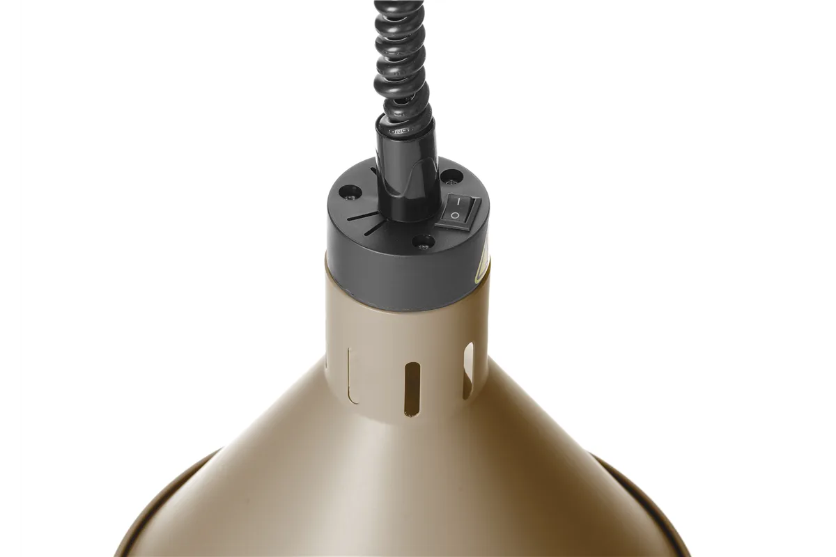 Lampa do podgrzewania potraw wisząca, stożkowa, beżowy, 230V/250W, ⌀275x250mm HENDI 273777