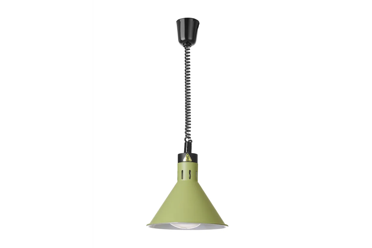 Lampa do podgrzewania potraw wisząca, stożkowa, zielony, 230V/250W, ⌀275x250mm HENDI 273920