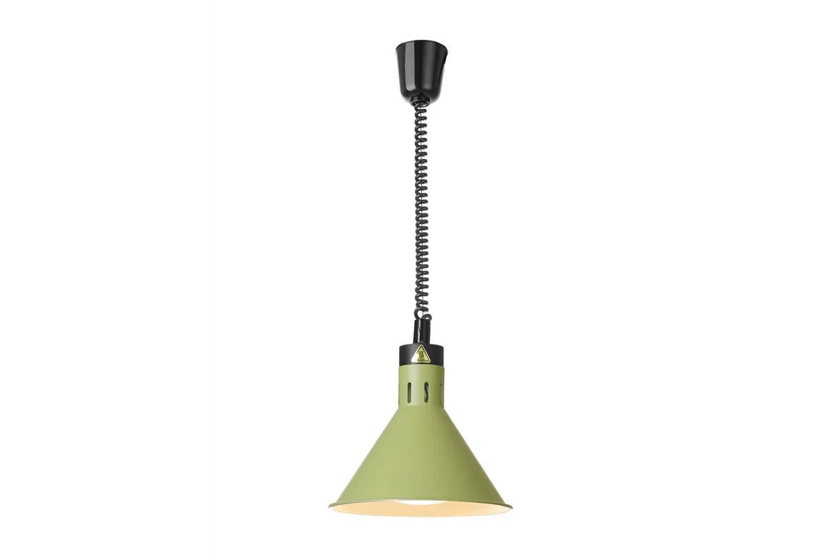 Lampa do podgrzewania potraw wisząca, stożkowa, zielony, 230V/250W, ⌀275x250mm HENDI 273920