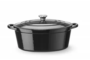 Garnek żeliwny emaliowany, 6,88L, czarny, 405x255x134mm, Owalny HENDI 626863