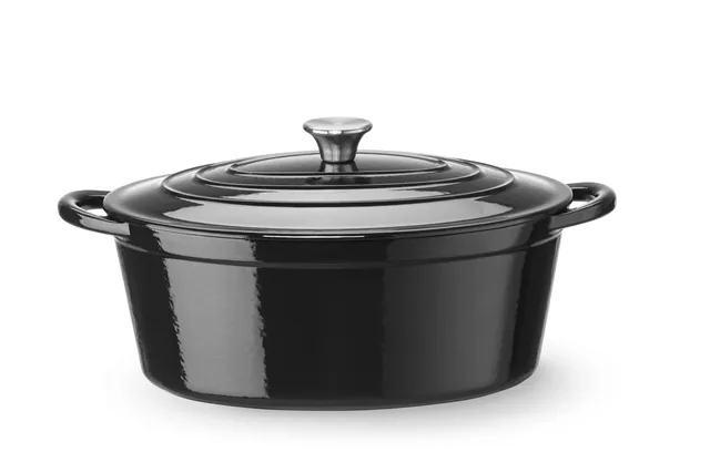 Garnek żeliwny emaliowany, 6,88L, czarny, 405x255x134mm, Owalny HENDI 626863
