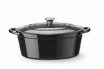 Garnek żeliwny emaliowany, 6,88L, czarny, 405x255x134mm, Owalny HENDI 626863