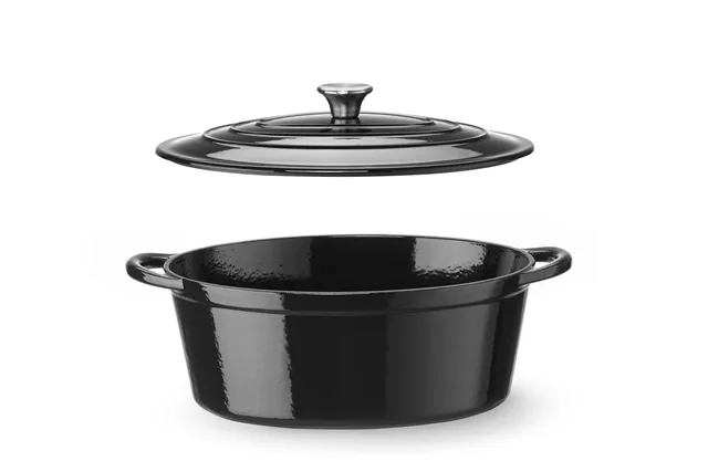 Garnek żeliwny emaliowany, 6,88L, czarny, 405x255x134mm, Owalny HENDI 626863