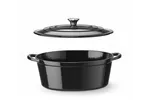 Garnek żeliwny emaliowany, 6,88L, czarny, 405x255x134mm, Owalny HENDI 626863