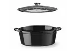 Garnek żeliwny emaliowany, 6,88L, czarny, 405x255x134mm, Owalny HENDI 626863