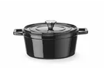 Garnek żeliwny emaliowany, 3,7L, czarny, 317x240x105mm, Okrągły HENDI 626870