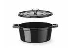 Garnek żeliwny emaliowany, 3,7L, czarny, 317x240x105mm, Okrągły HENDI 626870