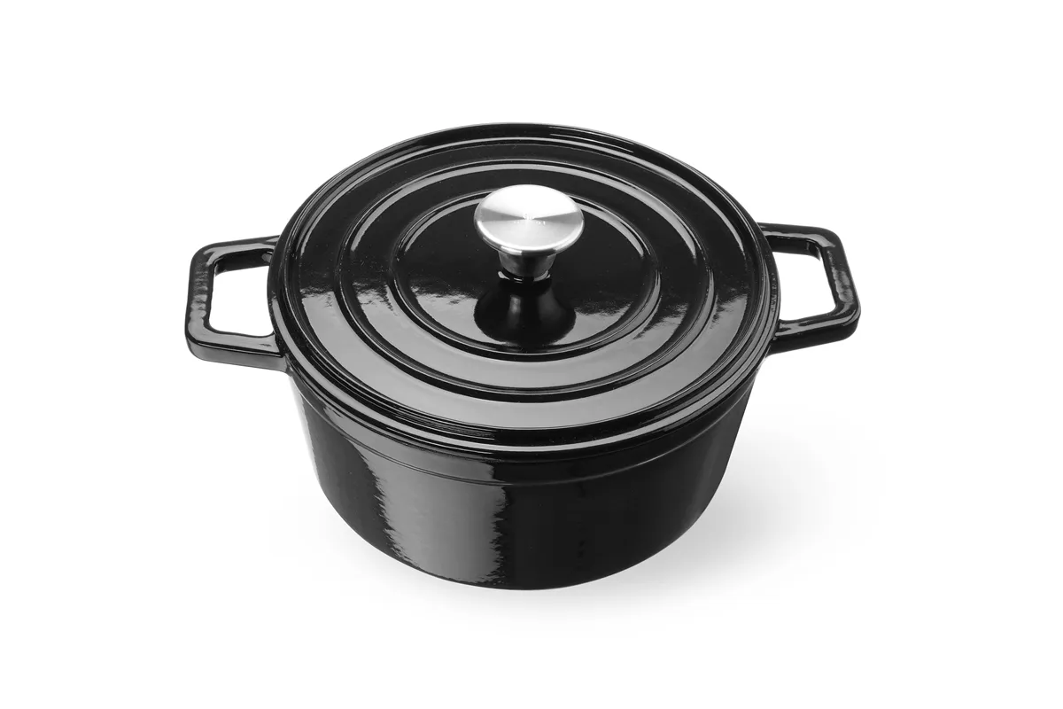 Garnek żeliwny emaliowany, 3,7L, czarny, 317x240x105mm, Okrągły HENDI 626870