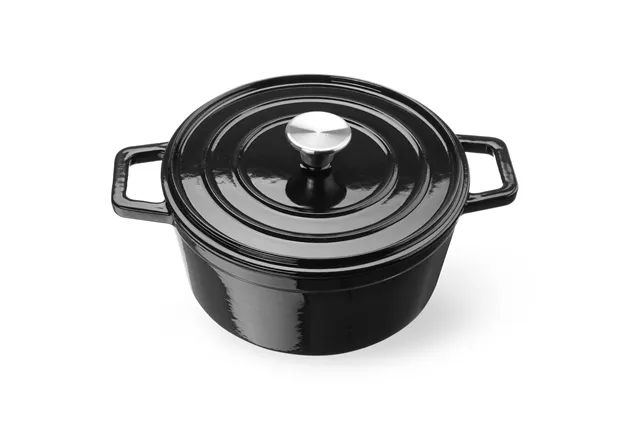 Garnek żeliwny emaliowany, 3,7L, czarny, 317x240x105mm, Okrągły HENDI 626870