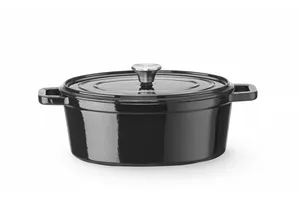 Garnek żeliwny emaliowany, 4,4L, czarny, 365x290x115mm, Owalny HENDI 626887